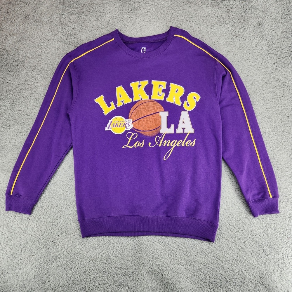Los Angeles Lakers NBA Crew Neck Sweatshirt Mens Size M Purple Graphic Print